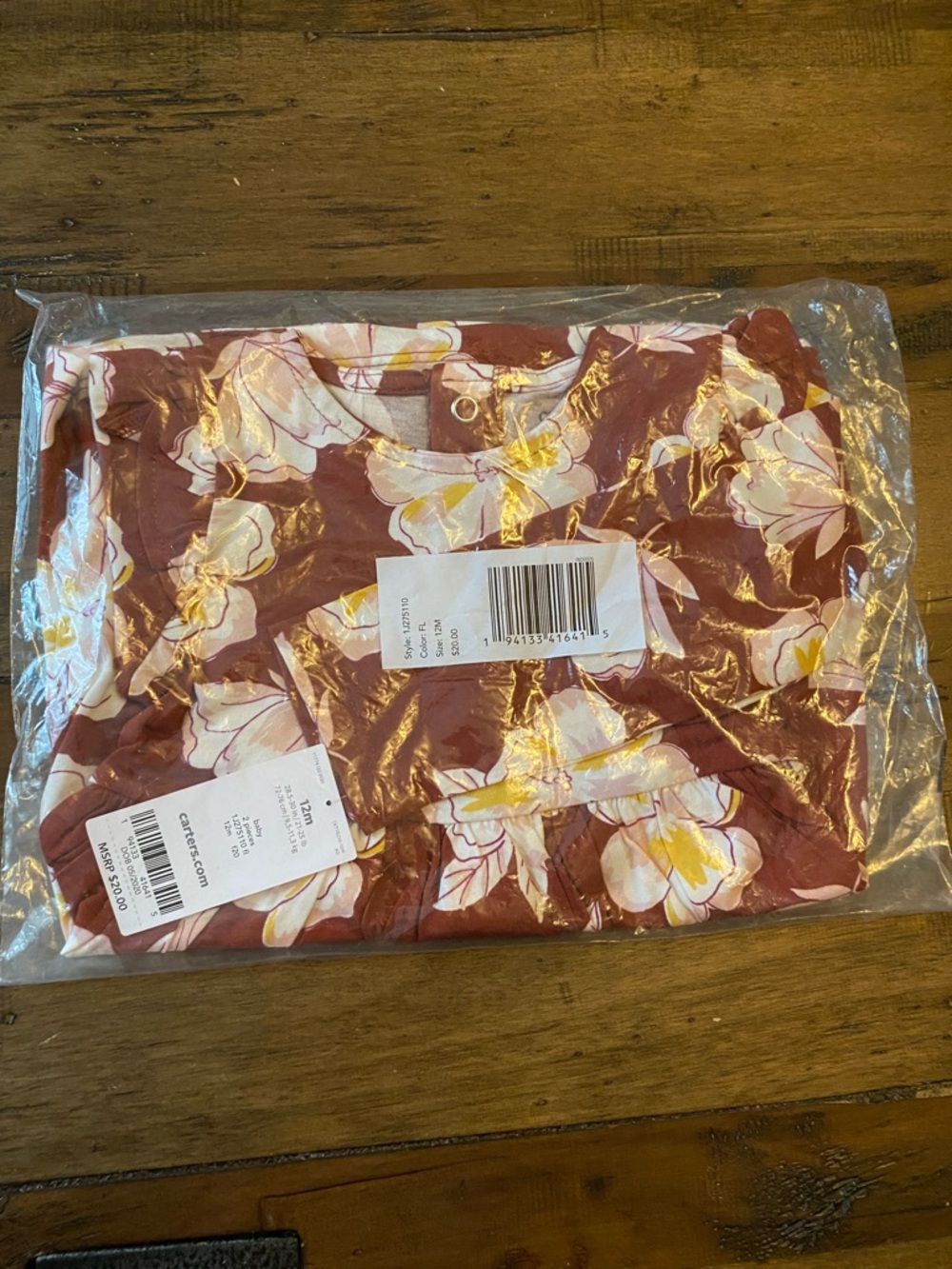 Carter's Rust Floral Ruffle-Shoulder Dress - Picture 5 of 5